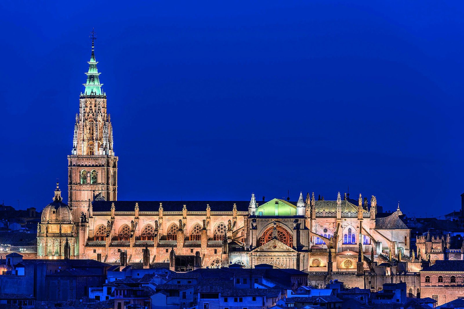 Toledo Cathedral at night. Spain